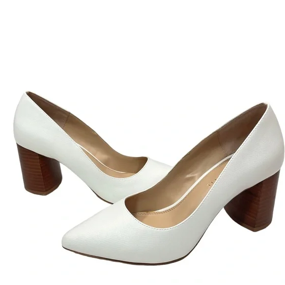 Kelly Katie Rosewell Pointy Toe Block Heel Pump Sz White